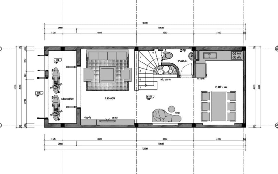 nhà phố 3 tầng sân thượng