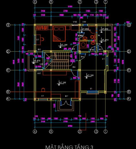 Nhà biệt thự 3 tầng 9x9.5m