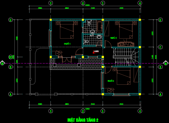 Nhà biệt thự 2 tầng 13.5x9m