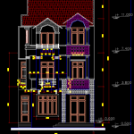 File Cad – Nhà biệt thự 3 tầng 8x16m