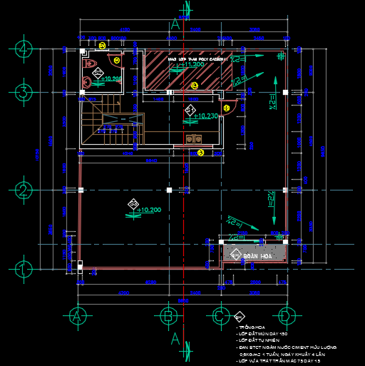 Bản vẽ biệt thự 4 tầng 9.5x9.5m