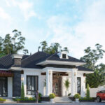 Nhà biệt thự mái nhật 1 tầng kích thước 14.5x10m