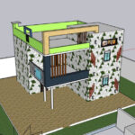 Model sketchup mẫu nhà phố 2 tầng 9×9.15m