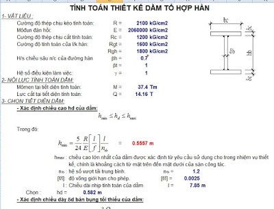 TÍNH TOÁN THIẾT KẾ DẦM TỔ HỢP HÀN