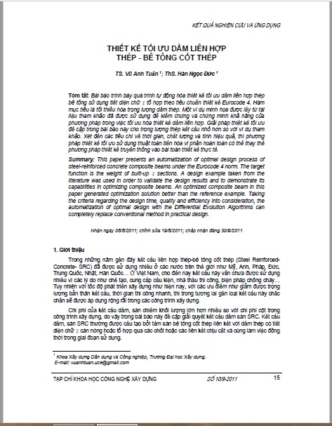 Thiết ké tối ưu dầm liên hợp thép, bê tông cốt thép