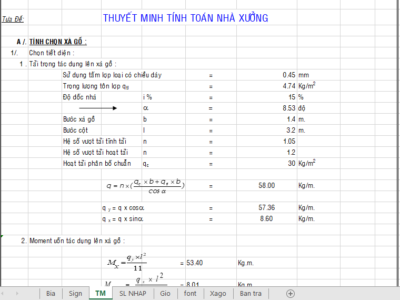 FILE EXCEL TÍNH TOÁN KHUNG XƯỞNG