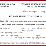 Mẫu Hồ sơ thanh toán đợt Đơn vị thi công