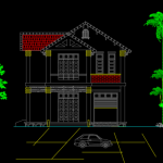 File Cad – Nhà biệt thự 2 tầng 15×7.6m