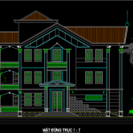 File Cad – Nhà biệt thự 3 tầng 19.5×16.5m