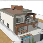 Mẫu sketchup nhà biệt thự 2 tầng 10×14.3m