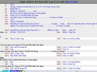 Biên bản nghiệm thu tự động trên excel