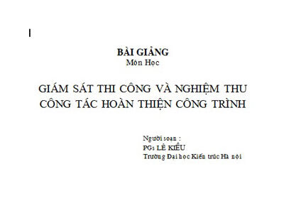 Giám sát thi công và nghiệm thu công tác hoàn thiện công trình