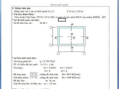 File EXCEL thiết kế sàn BTCT