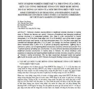 Một số kinh nghiệm thiết kế và thi công sữa chữa kết cấu công trình BTCT bi hư hỏng do tác động ăn mòn của môi trường biển việt nam