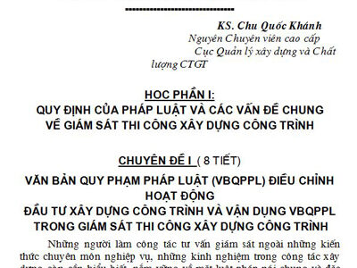 Bài giảng lớp nghiệp vụ giám sát công trình ĐH GTVT