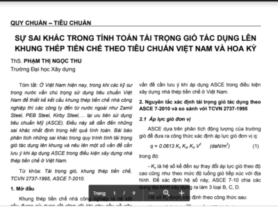 Sự khác nhau trong tính toán tải trọng gió tác dụng lên khung thép tiền chế theo tiêu chuẩn Việt Nam và Hoa Kỳ