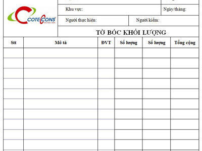 Conteccons - Tờ bóc khối lượng