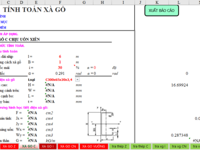 Bảng tính xà gồ thép Z, C, I, CN