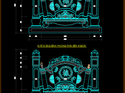 Thư viên autocad cuốn thư, bình phong rất đẹp