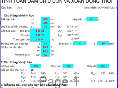 TÍNH TOÁN DẦM CHỊU UỐN VÀ XOẮN ĐỒNG THỜI