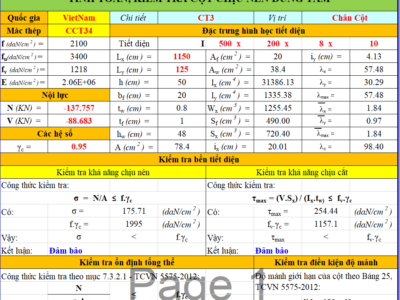 File excel tính toán cột thép chịu nén đúng tâm