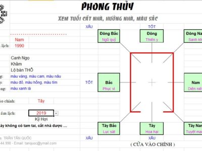 Chương trình xem phong thủy, xem tuổi cất nhà, hướng nhà, màu sắc