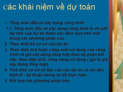 LẬP DỰ TOÁN CHI PHÍ XÂY DỰNG