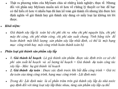 Kế toán giá thành xây dựng