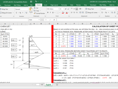 File Excel tính cừ Larsen