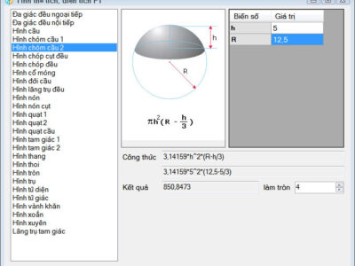 Phần mềm tính thể tích, diện tích
