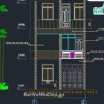 File autocad thiết kế nhà phố 3 tầng KT 6.6×7.3m miễn phí